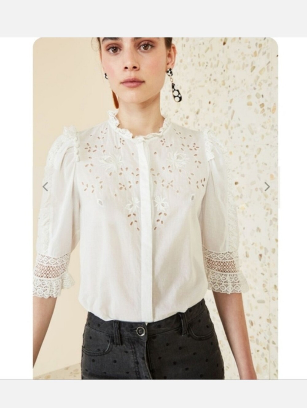ULLA JOHNSON KINSEY VICTORIAN EMBROIDERED TOP
